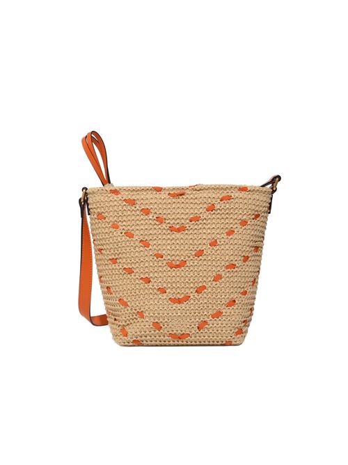 Borsa a tracolla piccola Bucket Mini in rafia con motivo chevron PINKO | 106835 A391HH9Q